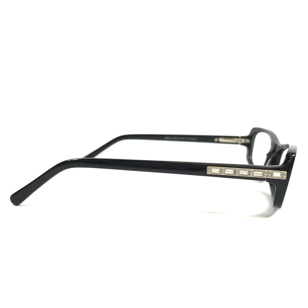 Monalisa Eyeglasses Frames M8872 C1 Shiny Black Rectangle Crystals 53-17-135
